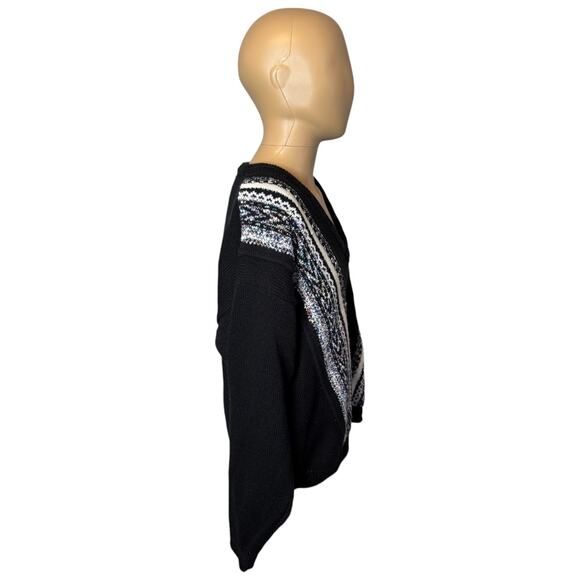 Vintage 90's CONCRETE design V-neck Knit Mixer Sweater Men's Size Large Black - Picture 8 of 9